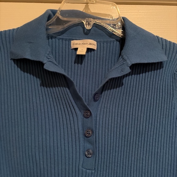 Blue Ribbed Calvin Klein Top - Picture 2 of 5